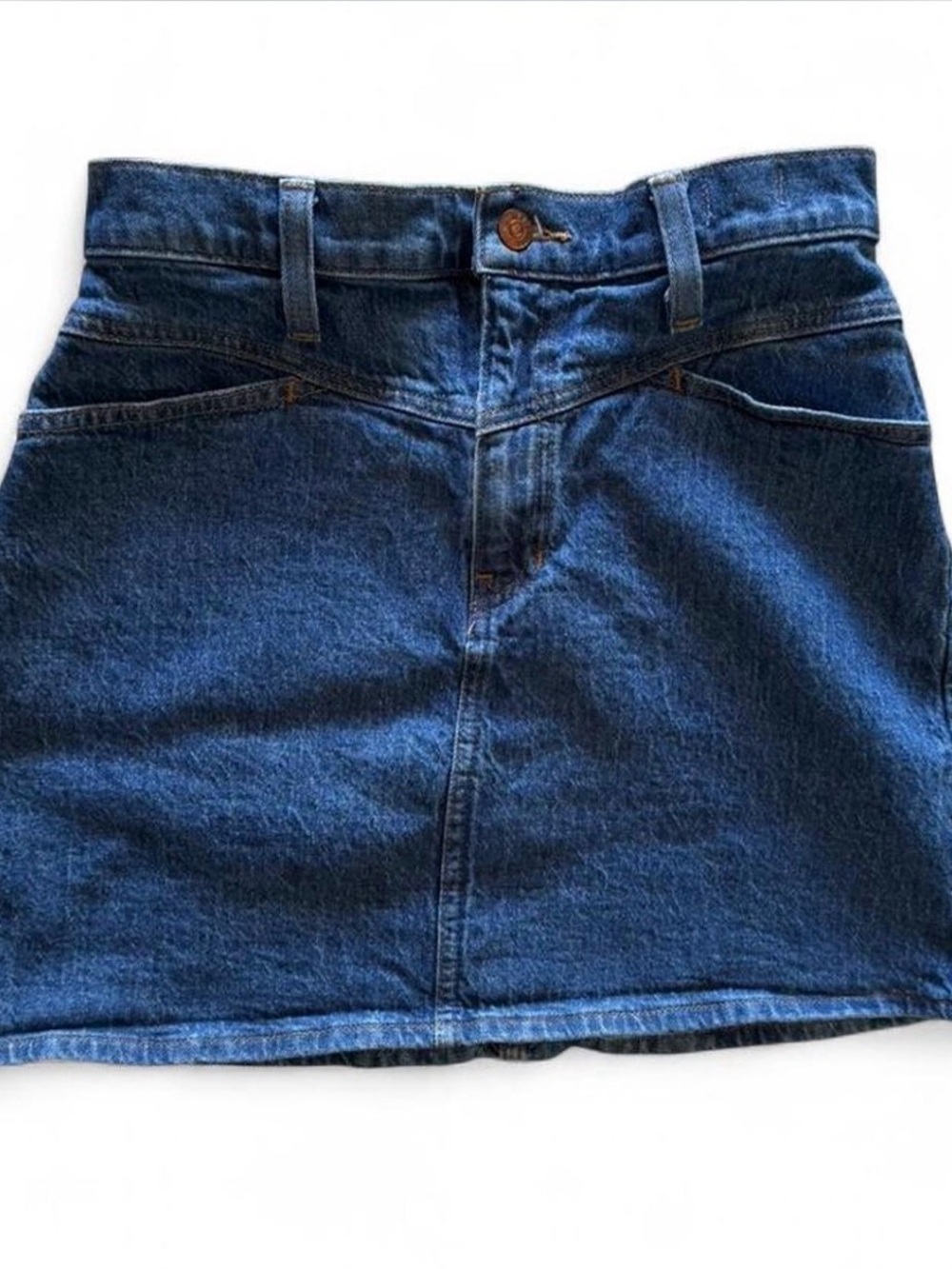 Madewell High Waisted Dark Blue A Line Denim Mini Skirt